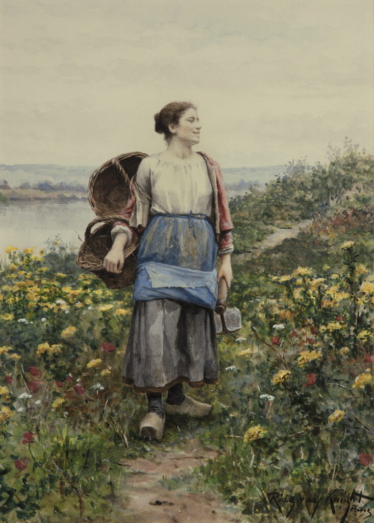 Woman heading to the fields